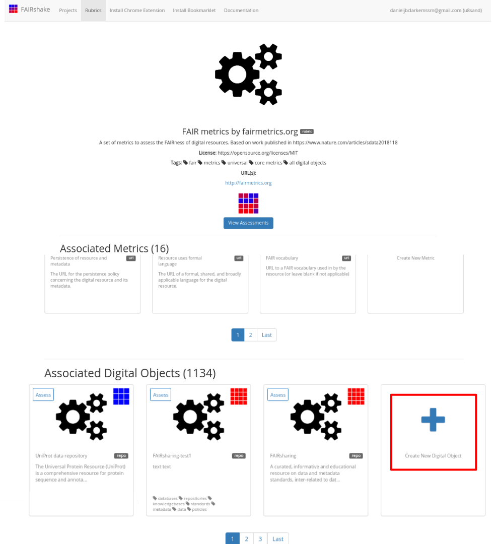 FAIR metrics Rubric on FAIRshake