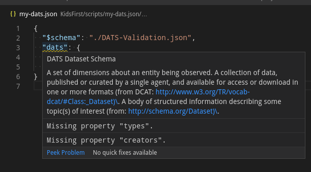 Validation hints of missing properties