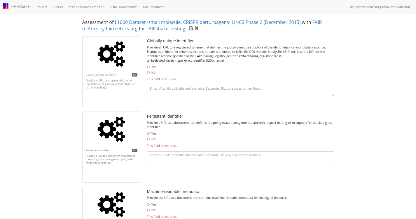 Performing a Manual Assessment with FAIRshake