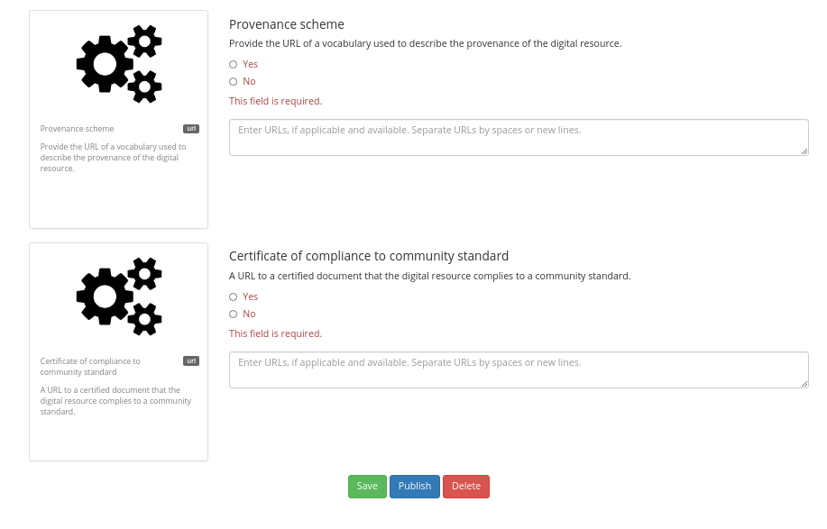 Save publish or delete assessment